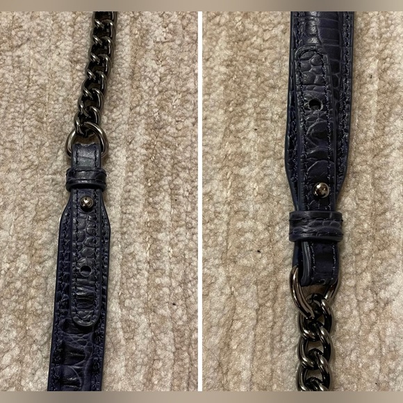 Sondra Roberts New York Blue Faux Croc Print Crossbody or Shoulder Bag or Clutch - Picture 8 of 16